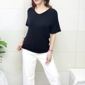 (국산면원단/국내자체생산) T1029 브이넥 실켓 기본 반팔 티셔츠 20대30대여성의류