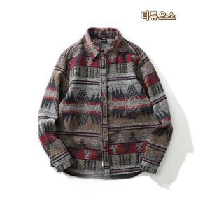 보헤미안 패턴 셔츠 에스닉 남성 남방 블라우스 남자 긴팔 오버핏 캐주얼 셔켓집시 티