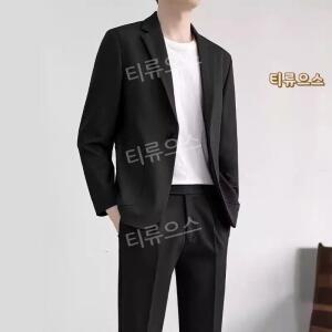 남성 여름 정장 자켓 캐주얼 구김없는 마이 검은색 빅사이즈 남자 세미 간절기 티류으