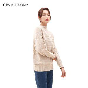 [20%쿠폰+카카오페이7%][올리비아하슬러] 패치워크 스트라이프 니트_OHCWSW206