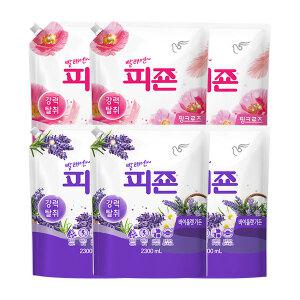 피죤 섬유유연제 리필 핑크로즈, 2.3L, 3개 + 바이올렛가든, 2.3L, 3개