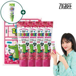 [자연유래 99%] 지.그.비 대용량 고불소 구취제거 주니어 어린이치약 딸기향 117g 4개