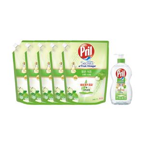 프릴 시크릿오브 맑은식초 사과 700ml, 1개 + 리필 1L, 5개