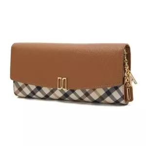 [닥스](강남점)DCWA3F421W2브라운 체크배색 DD로고 장지갑