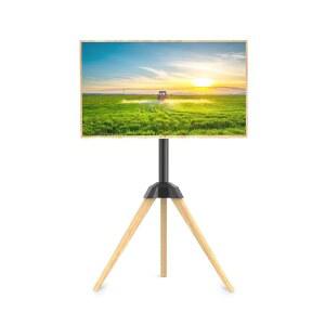 32~65인치 LCD LED OLED 화면용 아팔루나 우드 이젤 TV 스탠드 25 스위벨 삼각대 TV 마운트 스튜디오 사무실 침실 거실용 휴대용 높이 조절 가능 TV 바닥 스탠드 VESA 600x400mm