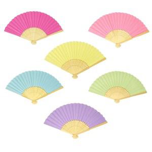 DIY용 대나무 손잡이가 달린 혼베이 6PCS 휴대용 접이식 종이 선풍기 (컬러풀)