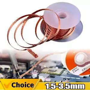 무연납 실납 납땜 와이어 제거용 브레이드 테이프 구리 윅 주석 제거 용접 수리 도구 1.5/2.0/3/3.5mm