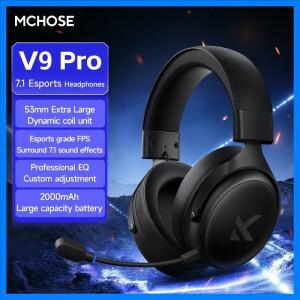 MCHOSE V9 프로 게이밍 헤드셋 오버이어 쿼드 모드 무선 블루투스 헤드폰 마이크 포함 스포츠 이어폰