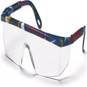 Pyramex Integra 안전 안경 빨간색 흰색 파란색 프레임의 클리어 렌즈
