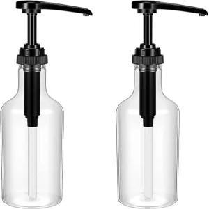 맥스닷 2개 25온스 시럽 병과 펌프 롱넥 병 플라스틱 디스펜서 커피 바 액세서리 홈 파티용