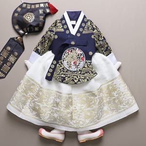 [꼬까한복]궁중당의_금박네이비/아동한복/여아/유아/설빔/돌/추석/백일