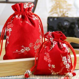 추석 설 매와 붉은색 복주머니 2개 어린이선물용 세뱃돈봉투 포장재료