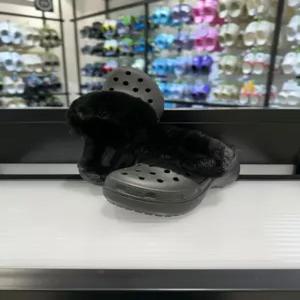 [크록스] 크록스 클래식 플랫폼 퍼즈 라인드 클로그 212854-001 블랙