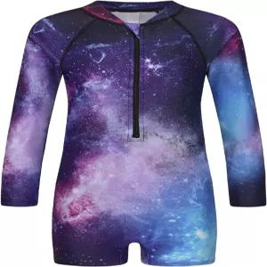 소녀 원피스 수영복 래쉬가드 여아 긴팔 앞 지퍼 선 보호 3-16년