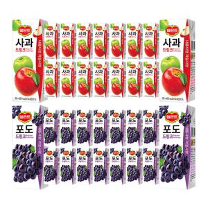 (빠르미쇼핑) 델몬트 사과 포도 190ml 32개 드링크팩 종이팩음료수 팩음료 팩주스 2종