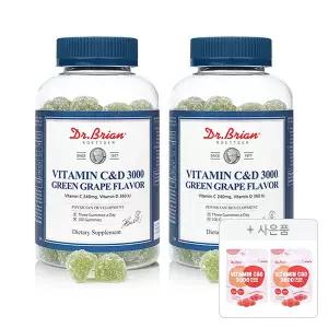 닥터브라이언 비타민C&D 3000 청포도맛 100구미, 2개 + 증정(복숭아맛 15구미, 2개)