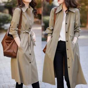 여성 여성사파리롱바바리 원피스 가을 여성바람막이 코트 간절기 트렌치 중년 셔츠 코