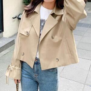 바바리 더블 숏 코트 베이지 자켓 트렌치