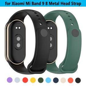 샤오미 호환 호환 MI BAND 9 용 스트랩 MI BAND 8 교체 용 손목 밴드 MIBAND 9 8 NFC 액세서리 용 스마트 시계 스포츠 실리콘 팔찌