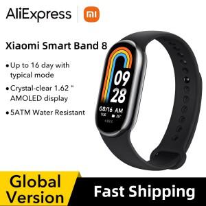 글로벌 버전 Xiaomi Band 8 스마트 밴드 팔찌 1.62'' AMOLED 디스플레이 혈액 산소 심박수 모니터링 150개