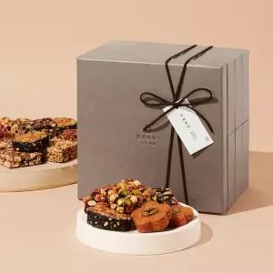[한과미의식]9구 깨모듬 견과류 꽃약과 3단 찬합 + 보자기포장