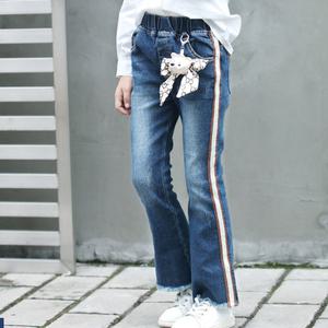 인형청바지 여아 나팔청바지 인형달린 초등학생 나팔 기모 겨울 패딩 골덴시보리