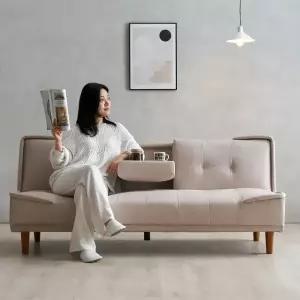 [BEST] 에보니아 리도 접이식 소파베드 컵홀더 3인용 패브릭룩 방수가죽 / 3인 쇼파