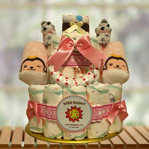 기저귀케익2단 스카이베베 여아용 4단계 돌선물용