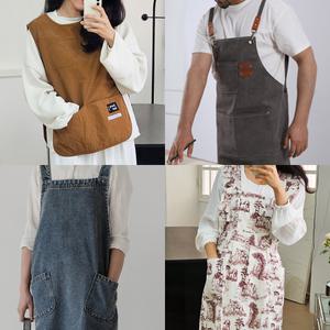 앞치마 방수 카페 어린이집 에이프런 원피스 린넨 주방 허리 미용실 데님 프릴 공방 식당 미술 업소용