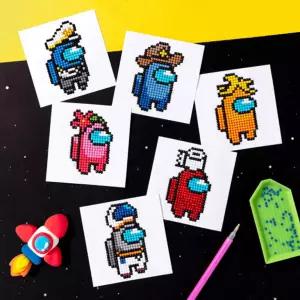 [문구티쳐] 민화샵 어몽어스 보석십자수 비즈 십자수 어몽어스 어린이보석십자수 캐릭터십자수