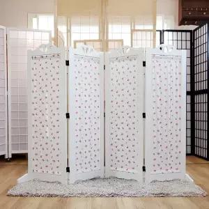 올 플라워 미니 4단 원목 파티션 공간분리 접이식 패브릭 칸막이