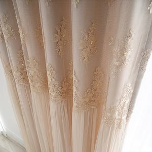 누보데코 이중 레이스 암막커튼 아일렛 화사한 핑크 화이트 흰색 망사 아파트 거실