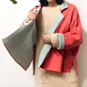 [하프클럽/앞머리]달콤 파스텔 컬러배색 오버핏 니트 가디건n317