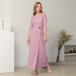 [립밤](강남점)Lipbbam 바이립밤 크레오라 로모나 3/4 슬리브 롱  랩원피스 LDM10HP01