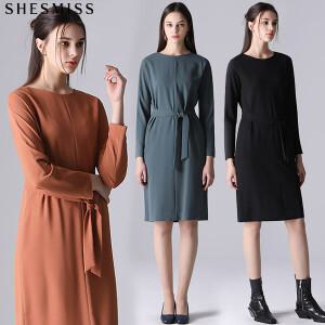 [쉬즈미스(SHESMISS)] 제인 단아한 솔리드 벨티드 원피스 (택가격 248000원)