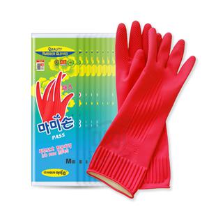 마미손 고무장갑 중 (M) 패스 레드 x 10개