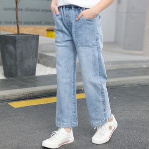 밴딩일자와이드데님팬츠 스판데님 고등학생 통청바지 주니어청 초등생데님 중학생청바지
