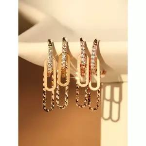 [미니멀피어싱]14K 18K 클립 드롭 큐빅 원터치 링 귀걸이