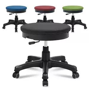 블랙 원형의자 바퀴달린 등받이없는 낮은 카운터의자