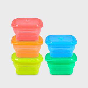 [리빙크리에이터]푸쉬락(지켜락) 400ml 5종세트 (접이식 실리콘 용기)