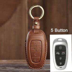 가죽 자동차 키 커버 케이스 현대 산타페 투싼 넥소 NX4 아토스 솔라리스 프라임 3 4 5 6 7 버튼 액세서리