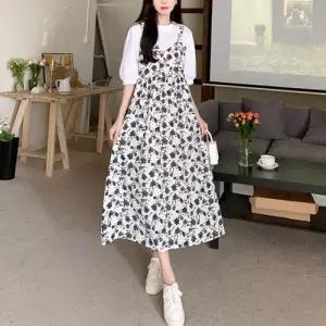 뷔스티에일체형원피스 퍼프소매 예쁜 일상 데일리여성