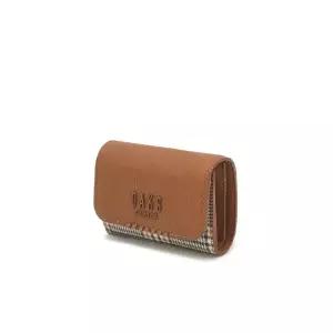 [롯데백화점]닥스 액세서리 [쇼핑백동봉] 브라운 체크패턴 가죽콤비 3단 반지갑 DCWA3F624