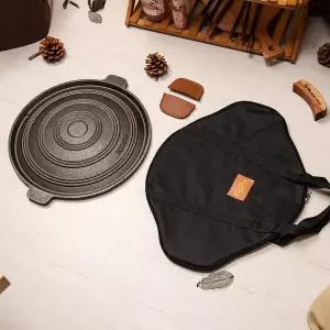 [BUCK703] CN 무쇠 솥뚜껑 5.5T 캠핑고기불판 350mm+전용가방+가죽손잡이