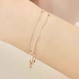14K 두줄 팔찌 17.5cm 글로시 여성 패션 핑크골드 금팔찌