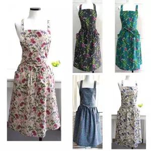 앞치마/예쁜 주름 카페 유치원 어린이집 원피스 린넨 앞치마/