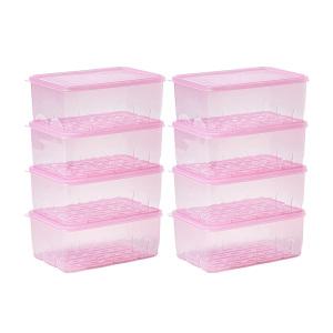 땡스소윤 냉동실 밀폐용기 5호 1300ml 8개세트 핑크