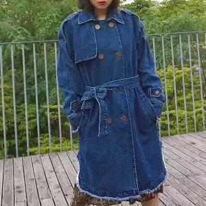 [하프클럽/앞머리]빈티지 워싱 수술 데님 롱 코트n1013