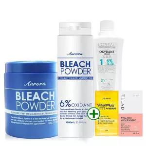 [엘라드]오로라 슈퍼 브리치 탈색약 탈색제 500g +오로라 / 로레알 옥시던트 6% 산화제 1000ml