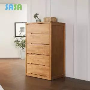 [SASA]사사가구 시에라 고무나무원목 900 5단 서랍장